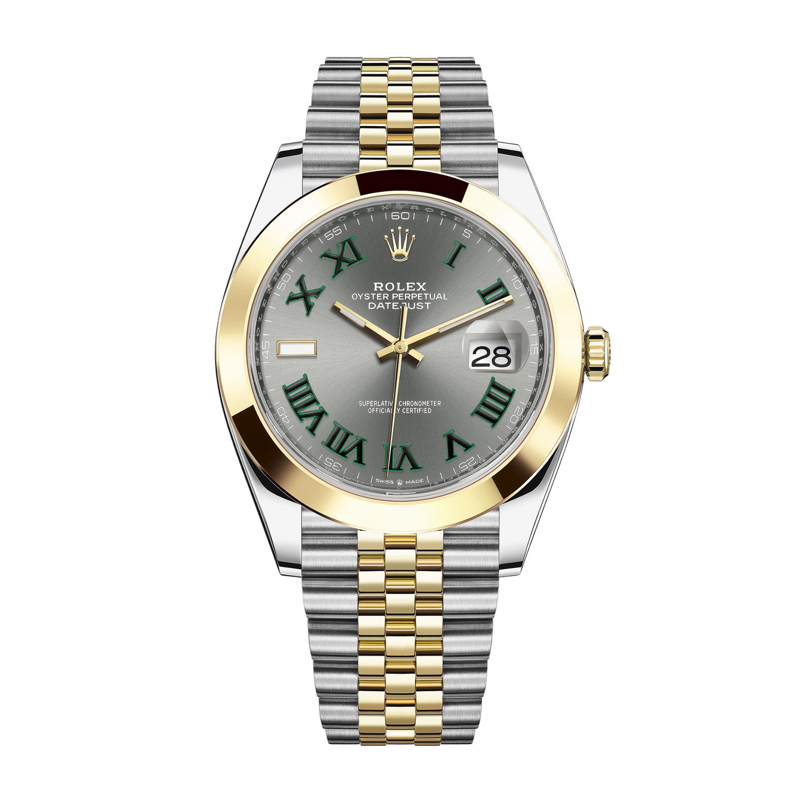 fdd4e266165987b17f38a40b20d03de1.png Datejust "Wimbledon" Yellow Gold & Steel Jubilee Grey Dial 41mm - Image 1