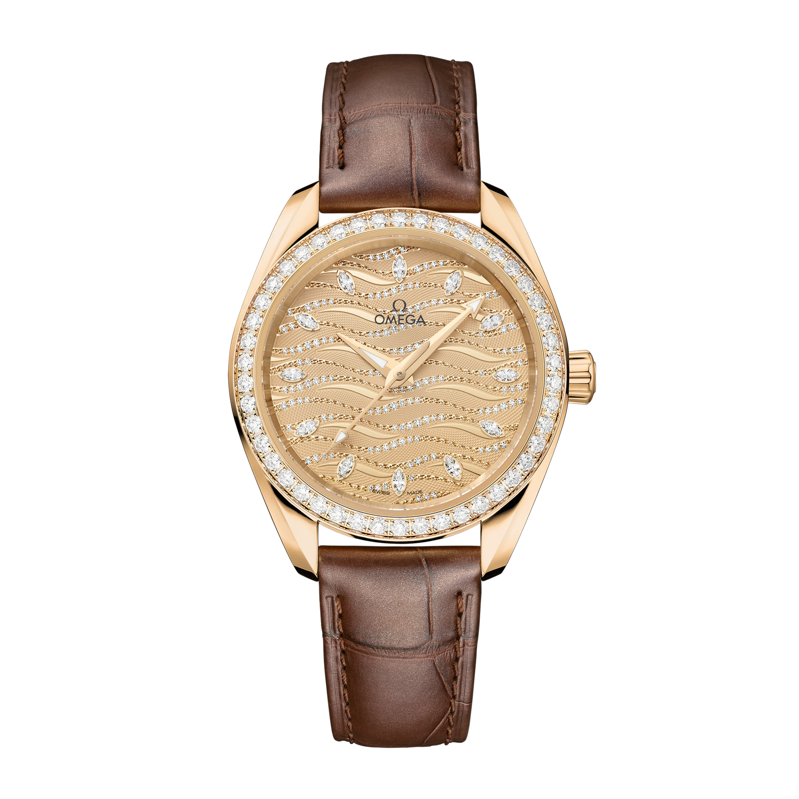 ff8eb26865873bb3a1c0a36970d47811.png Aqua Terra Yellow Gold Diamond Champagne Dial 34mm - Image 1