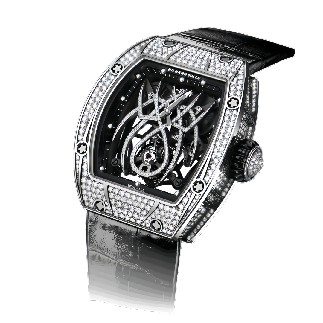 RM19‑01正_副本 Richard Mille RM19‑01 Tourbillon Spider Natalie Portman 18K White Gold Full Paved Diamond Limited Edition Watch - Image 1